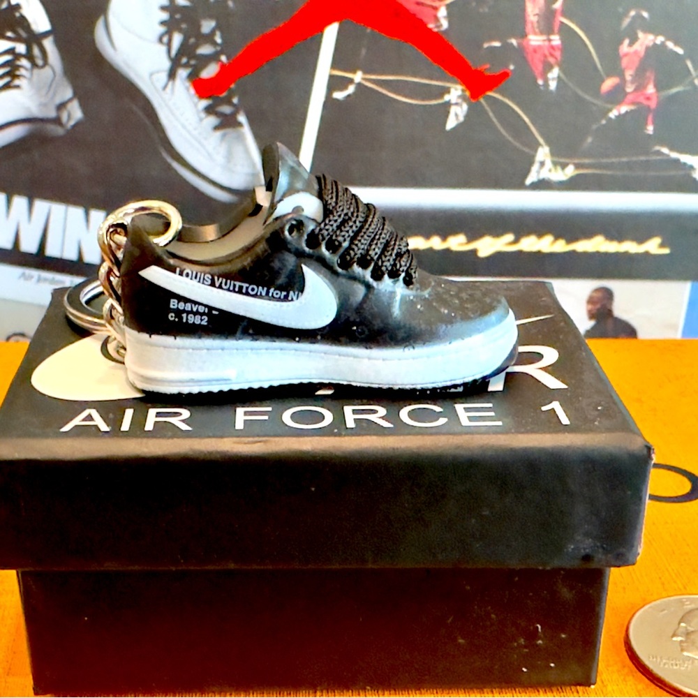 LV Nike Air Force 1 mini shoe keychain. New. Comes w mini Air Force 1 shoe box